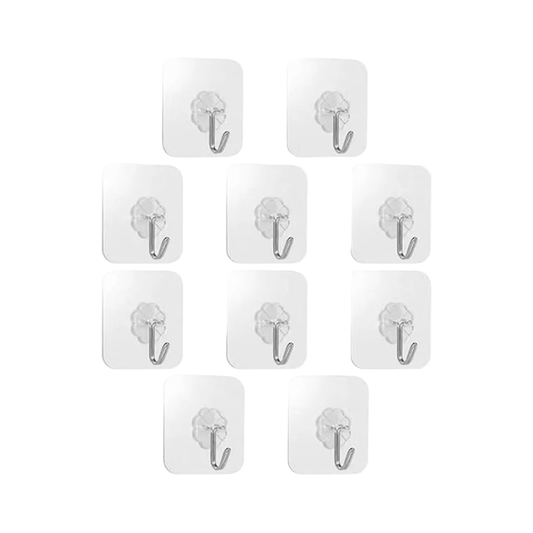 10 pieces set Transparent Adhesive Wall Hooks - BusDeals