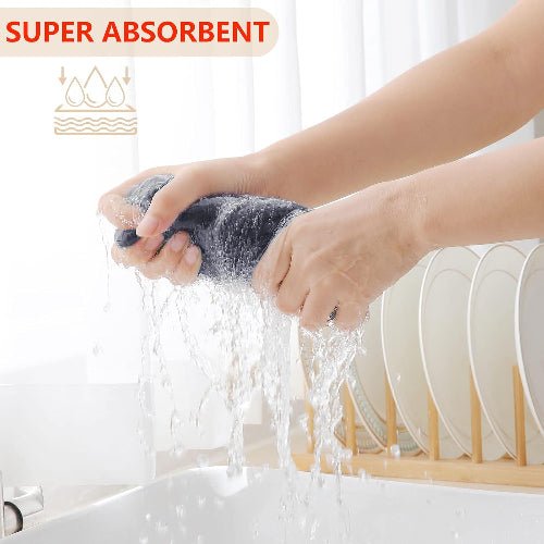 100% cotton 6 - pcs 34x34cm, waffle weave kitchen dish cloths, ultra soft absorbent quick drying dish towels, dark grey - BusDeals