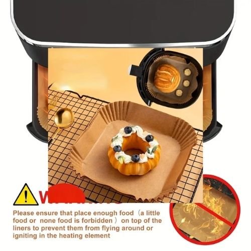 100pcs Premium Square Paper Air Fryer Liners - BusDeals