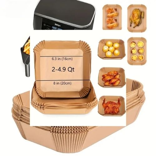 100pcs Premium Square Paper Air Fryer Liners - BusDeals