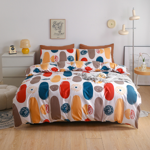 Queen Size 6 Pieces complete, Geometric Multicolor Design Bedding set.
