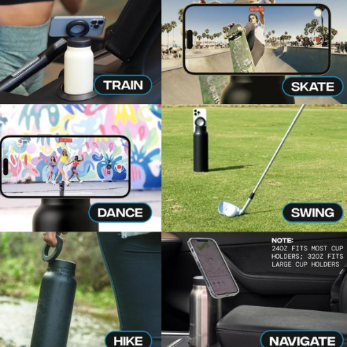 Water Bottle Free Magnetic Booster Ring,Stainless Steel Hydration Bottle  MagSafe Phone Mount  All Devices Android & iOS