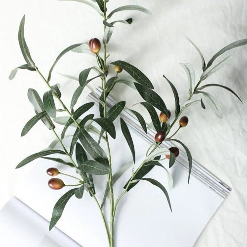 1pc Artificial Tropical Plant Olive Branch With Fruit For Home Decoration, Garden. - BusDeals