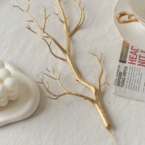 1pc Glitter Gold Branch Plastic Artificial Tree Branch, Small. - BusDeals