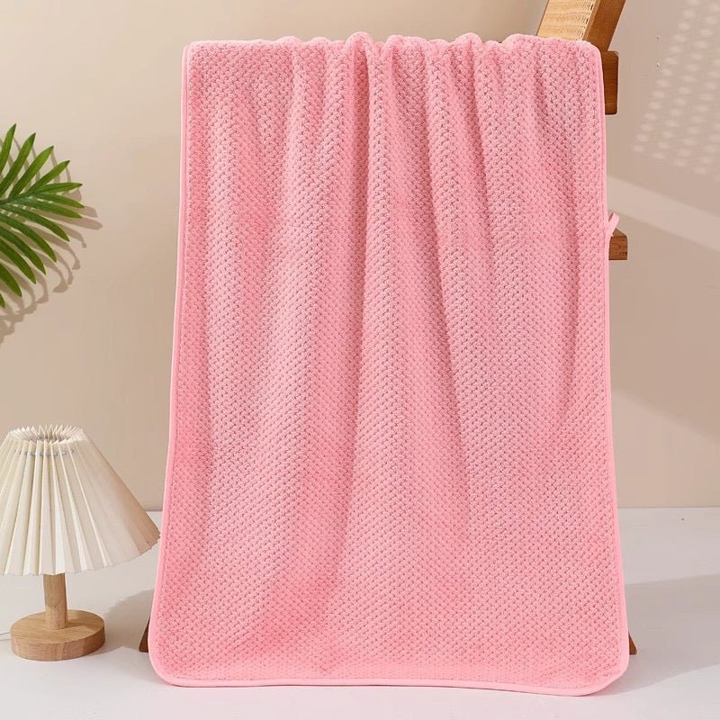 2 pcs fast dry Bath towel set (35x75cm, 70x140cm), fast dry coral towel set, Pink. - BusDeals
