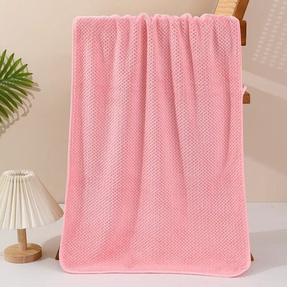 2 pcs fast dry Bath towel set (35x75cm, 70x140cm), fast dry coral towel set, Pink. - BusDeals