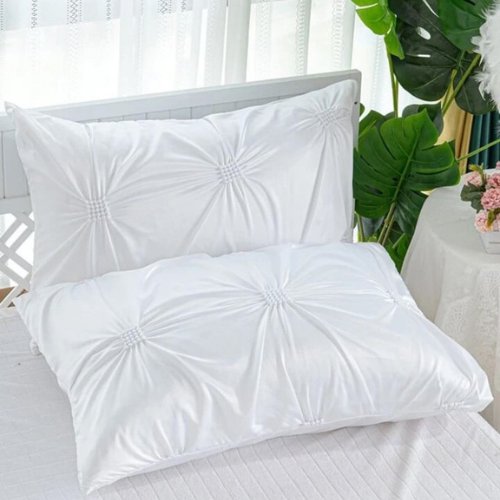 2 Pieces 50*70cm Pillow cases, pinch design, white color. - BusDeals