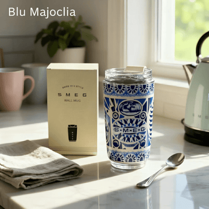 SMEG branding on a kitchen counter. 240ML Smeg Travel Portable Car Drinking Cup Coffee Thermos, Blue Majoclia - BusDeals