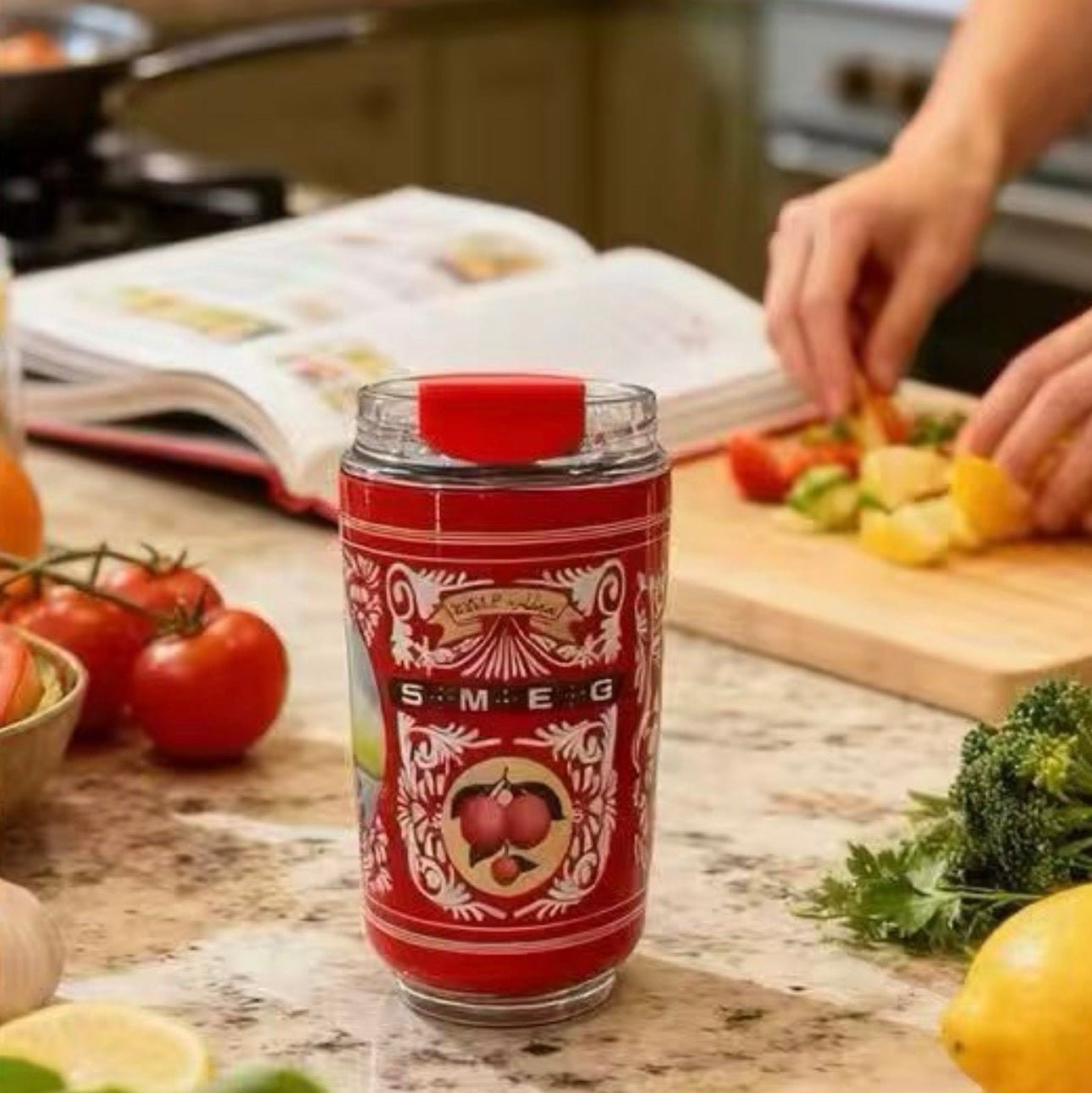 240ML Smeg Beverage Cup Travel Portable Car Drinking Cup Stainless Steel Vacuum Leak proof Coffee Thermos, Limone Rosso - BusDeals