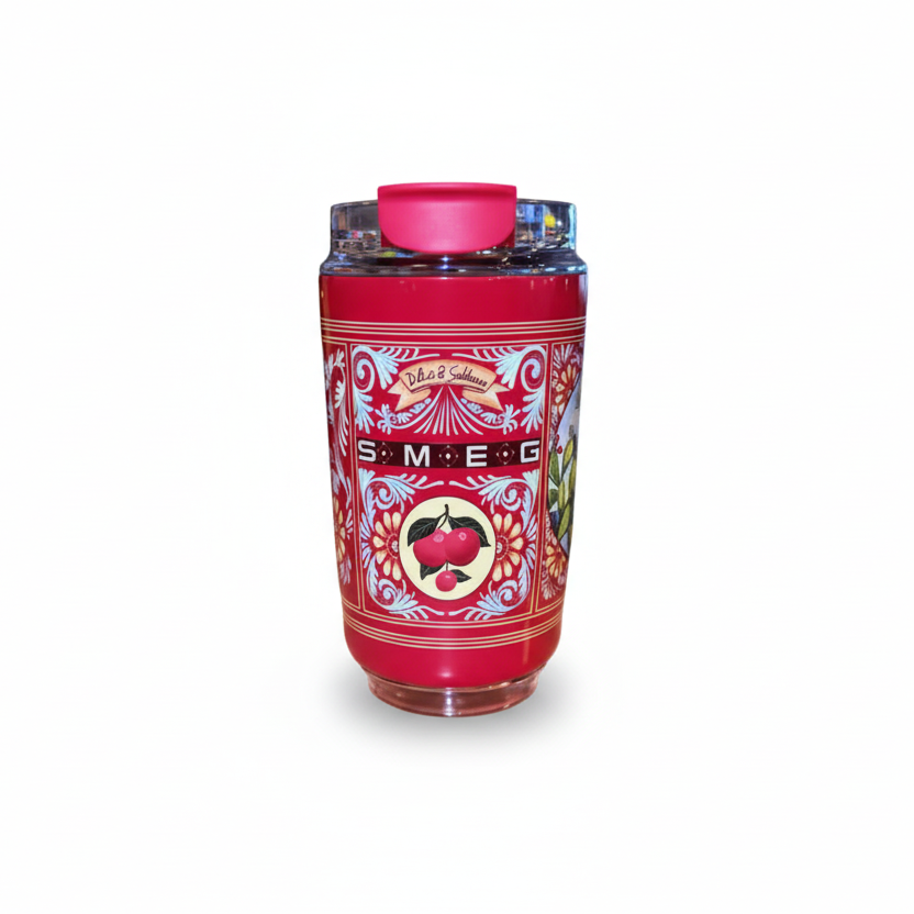 240ML Smeg Beverage Cup Travel Portable Car Drinking Cup Stainless Steel Vacuum Leak proof Coffee Thermos, Red print - BusDeals