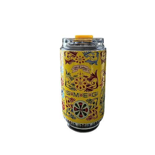 240ML Smeg Beverage Cup Travel Portable Car Drinking Cup Stainless Steel Vacuum Leak proof Coffee Thermos, Yellow print - BusDeals