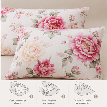 King size 6-piece bedding set elegance vibrant floral print