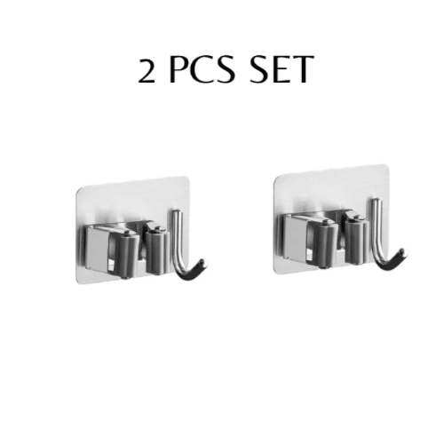Collage of SUS-304 stainless steel hooks in various settings including garden, restroom, doorways, and kitchen.