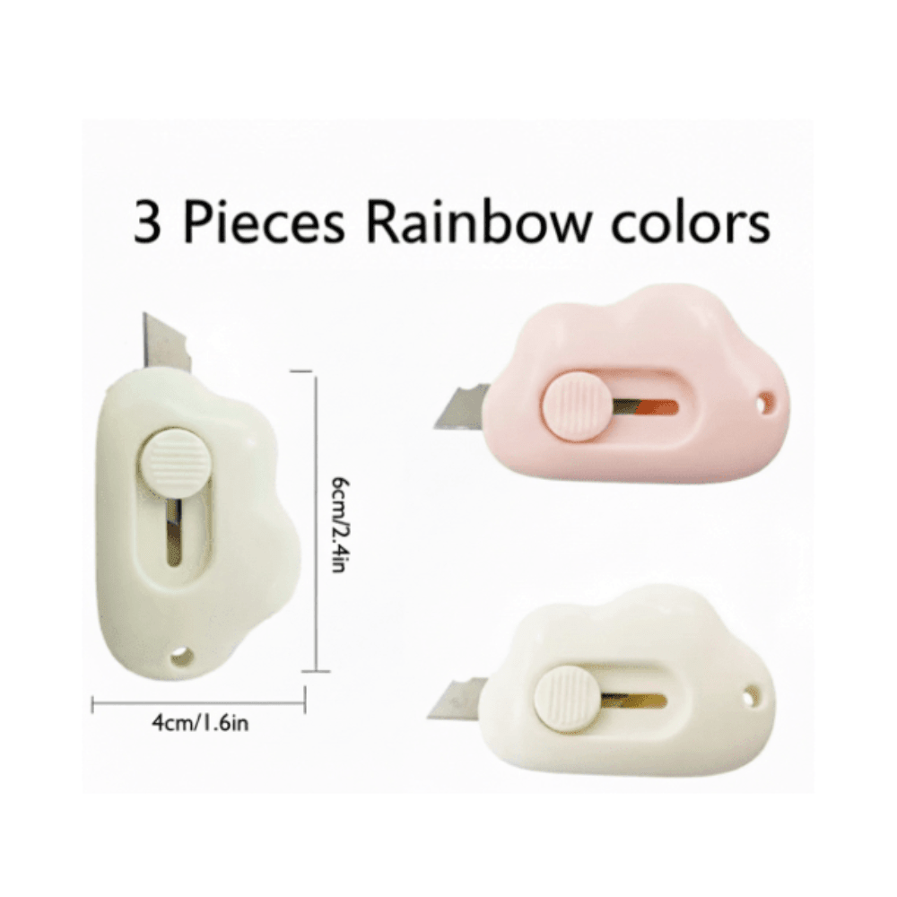 3 Pcs Any Color Mini knife with a pattern for opening boxes, cutting paper, art knife, wallpaper knife, craft knife, parcel opener. - BusDeals