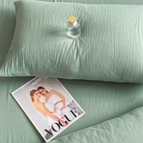 3 Pieces Fitted Bedsheet Set, Washable Cotton, Green Color, Various Sizes. - BusDeals