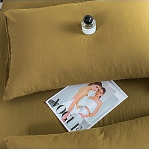 3 Pieces Fitted Bedsheet Set, Washable Cotton, Khaki Color, Various Sizes. - BusDeals