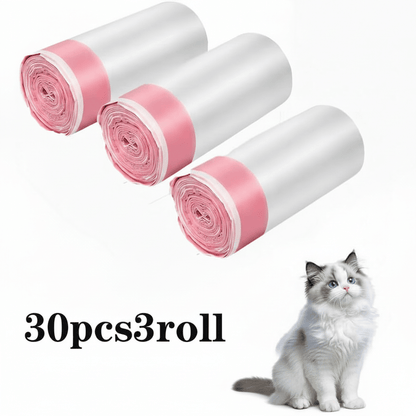 30pcs in 3 Rolls, size 74x45 cm. Cat And Dog Waste Bags with Drawstrings, Suitable for Litter Boxes - Durable And Thick, Large Heavy-Duty Litter Box. - BusDeals