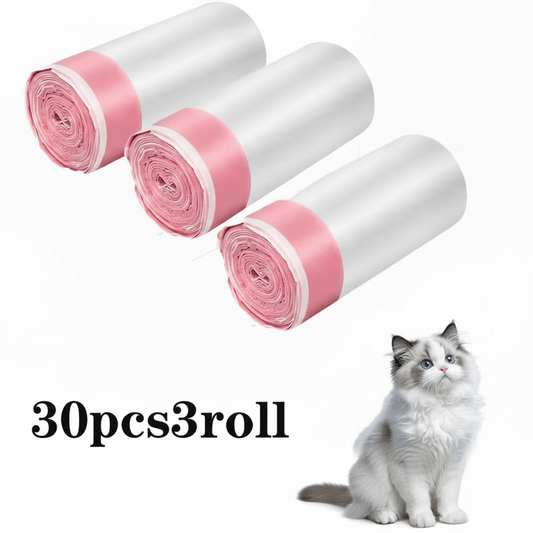 30pcs in 3 Rolls, size 74x45 cm. Cat And Dog Waste Bags with Drawstrings, Suitable for Litter Boxes - Durable And Thick, Large Heavy-Duty Litter Box. - BusDeals