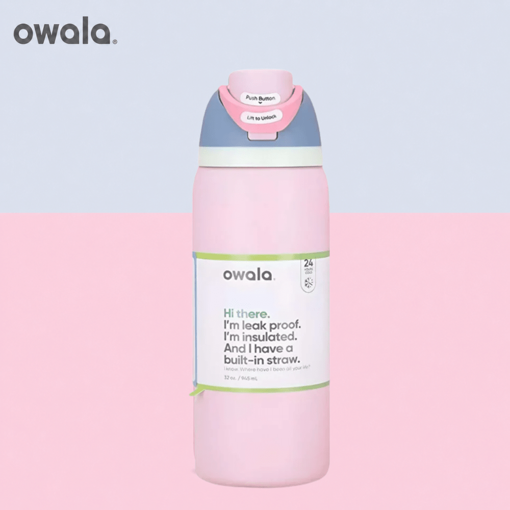 32 OZ. 945 ML Owala FreeSlip Stainless Steel Vacuum Insulated Sports Water Bottle. Pink - BusDeals
