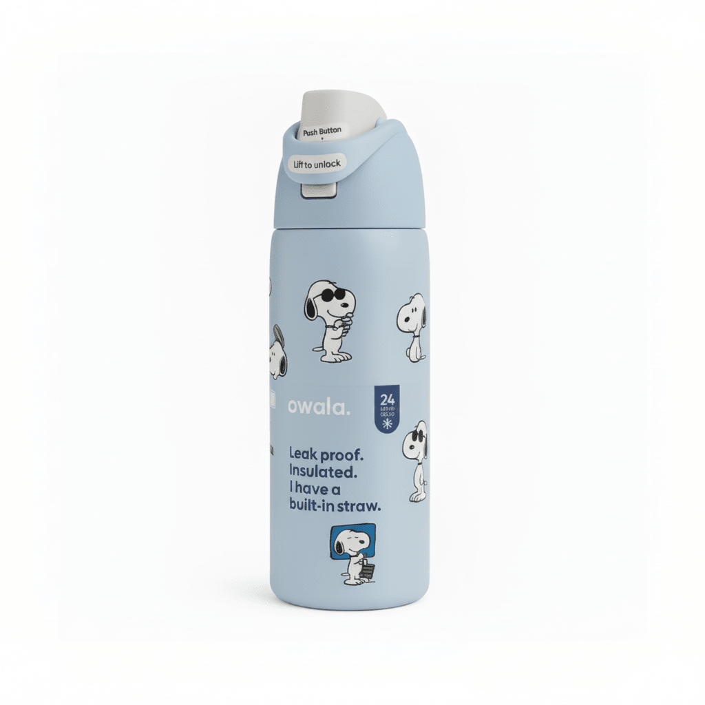32 OZ. 945 ML Owala Snoopy FreeSlip Stainless Steel Vacuum Insulated Sports Water Bottle. Blue - BusDeals