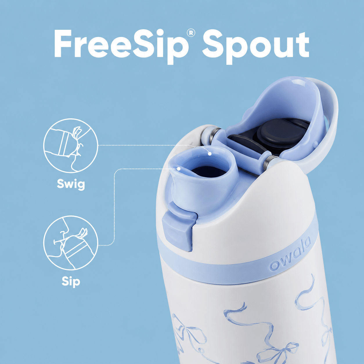 32 OZ. 945 ml Owala Tied And True Blue Bows Freesip Exclusive - BusDeals