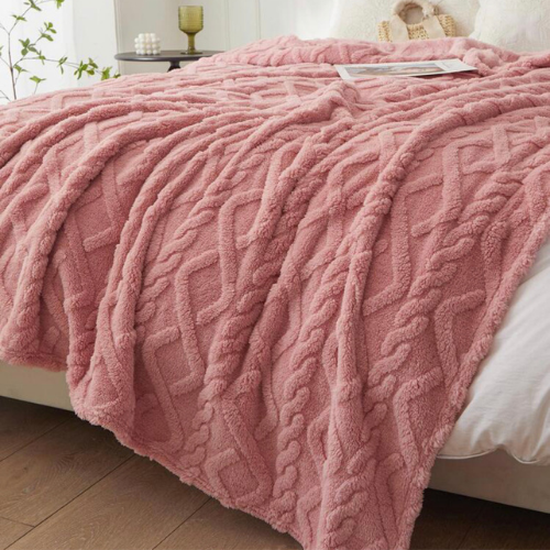 Throw Blanket Super Soft, Old Rose Color, Woven Style, BusDeals Today