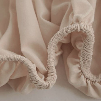King Size 3 Pieces Fitted Bedsheet Set, Plain Beige Color.