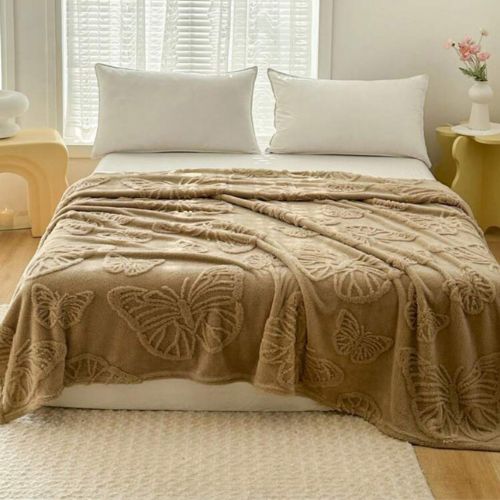 3D Imitation Butterfly Fleece Soft Blanket, Camel color - BusDeals