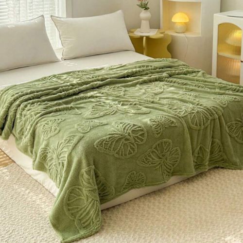 3D Imitation Butterfly Fleece Soft Blanket, Green color. - BusDeals