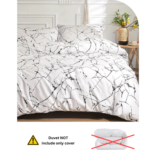 4 piece single size bed linen set in Scandinavian style with marble pattern. - BusDeals