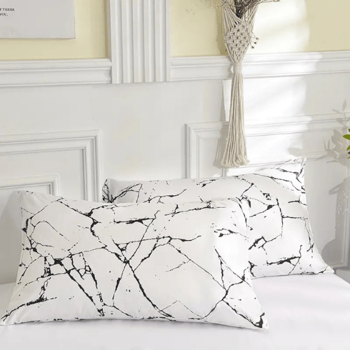 4 piece single size bed linen set in Scandinavian style with marble pattern. - BusDeals