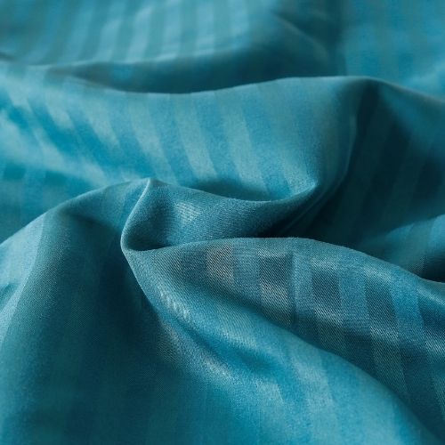 Premium 6 Piece King Size Duvet Cover Satin Stripe Solid Ocean Blue, BusDeals Today
