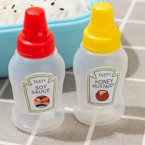 4pcs, Mini Sauce Bottles, Mini Ketchup Bottles, Condiment Squeeze Bottle. - BusDeals