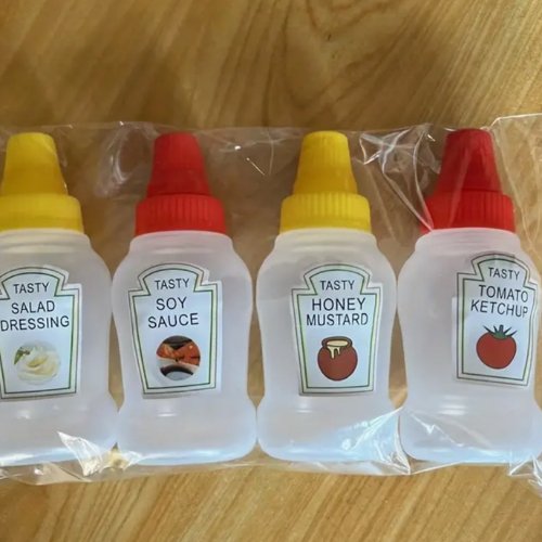 4pcs, Mini Sauce Bottles, Mini Ketchup Bottles, Condiment Squeeze Bottle. - BusDeals