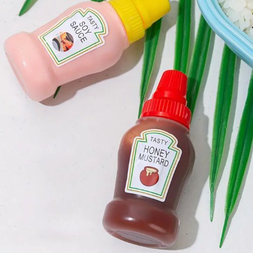 4pcs, Mini Sauce Bottles, Mini Ketchup Bottles, Condiment Squeeze Bottle. - BusDeals