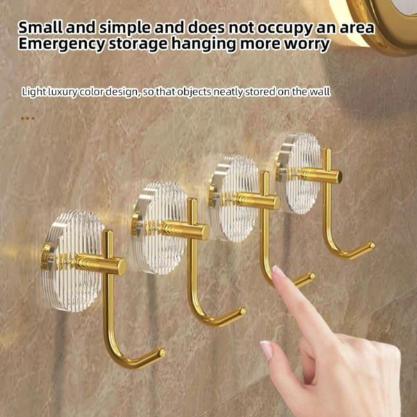 4pcs Strong Metal Wall Hooks With Transparent Acrylic Dividers, Luxury Decorative Silver & Golden Color - BusDeals
