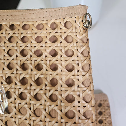 Dior Beauty Raffia Counter Cosmetic Bag Transformed to Crossbody Bag
