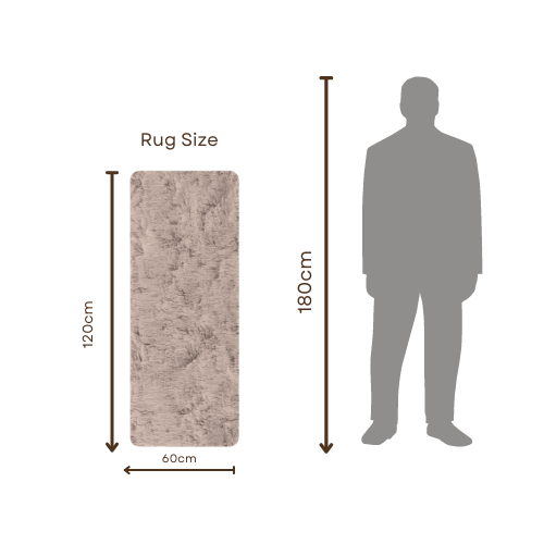 60*120cm Fluffy Shag Fur Floor Rug, Light Brown. - BusDeals