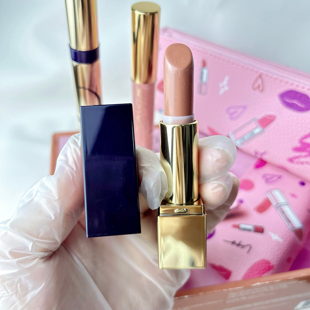 Estée Lauder Lipstick, Lip Balm, Mascara Makeup Bag