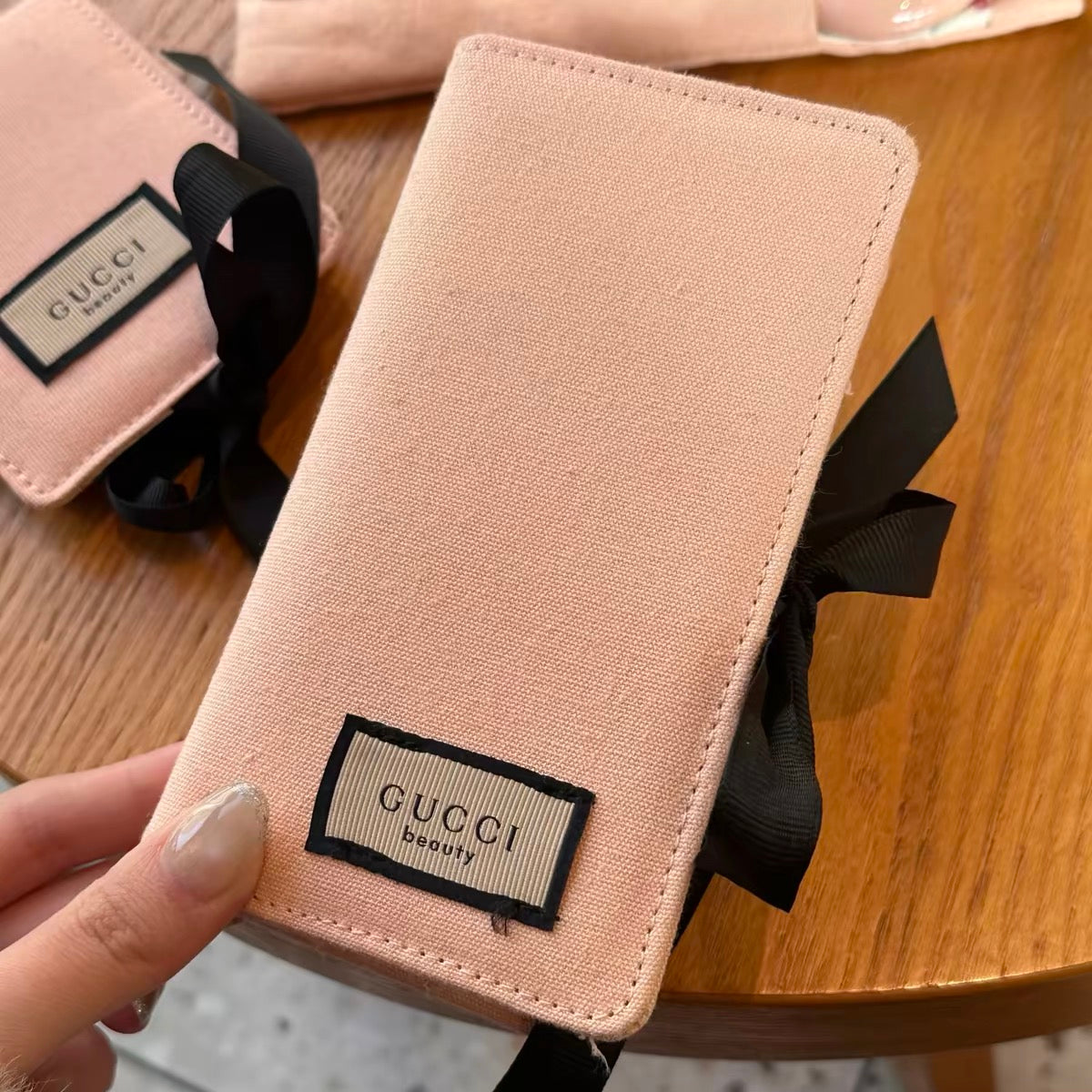 Gucci Beauty Counter Gift Travel Makeup Brush Bag, Pink