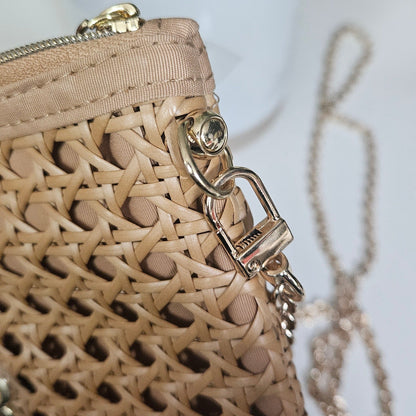 Dior Beauty Raffia Counter Cosmetic Bag Transformed to Crossbody Bag