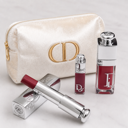 حقيبة مستحضرات تجميل لامعة من Christian Dior Beauty مع عطر 5 مل ولوشن 20 مل مجموعة Blooming Bouquet المصغرة للسيدات