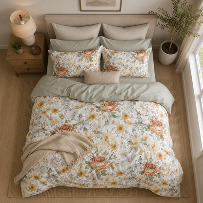 Queen size, 6-piece stunning garden set in a delightful shade of green.