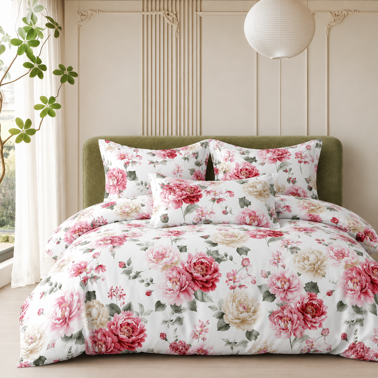 King size 6-piece bedding set elegance vibrant floral print