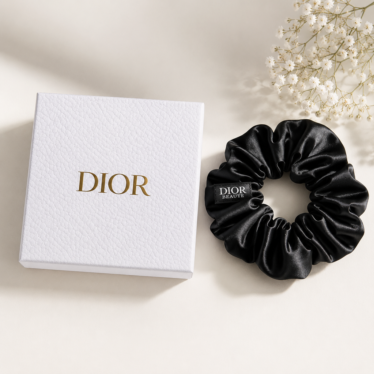 Dior Beauty Silk Satin Hair Tie, Black