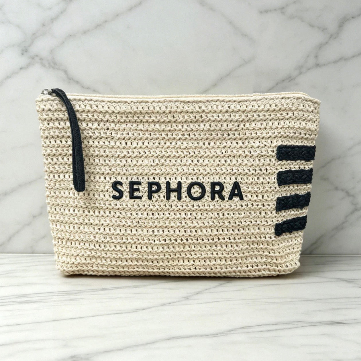 Sephora Beauty Straw/Raffia Cosmetic Makeup Bag GWP Offer Gift