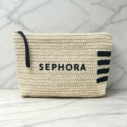 Sephora Beauty Straw/Raffia Cosmetic Makeup Bag GWP Offer Gift