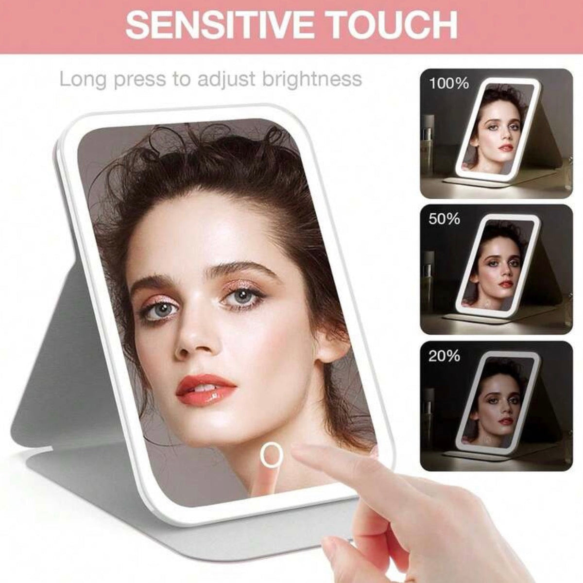 Trendy Led Mirror Three-Color Stepless Touch Dimming