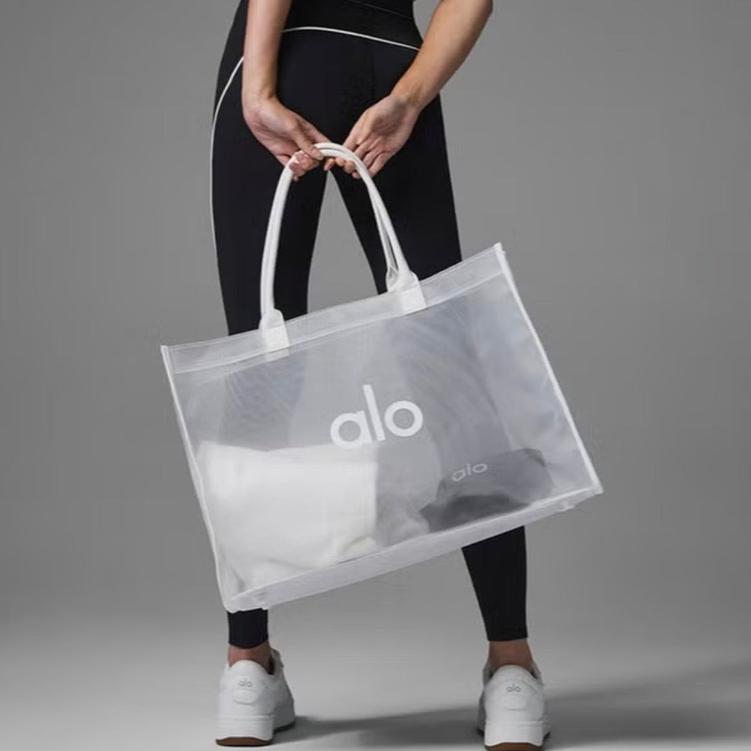 ALO Yoga Mesh Bag Fitness shoulder bag Beach Tote White