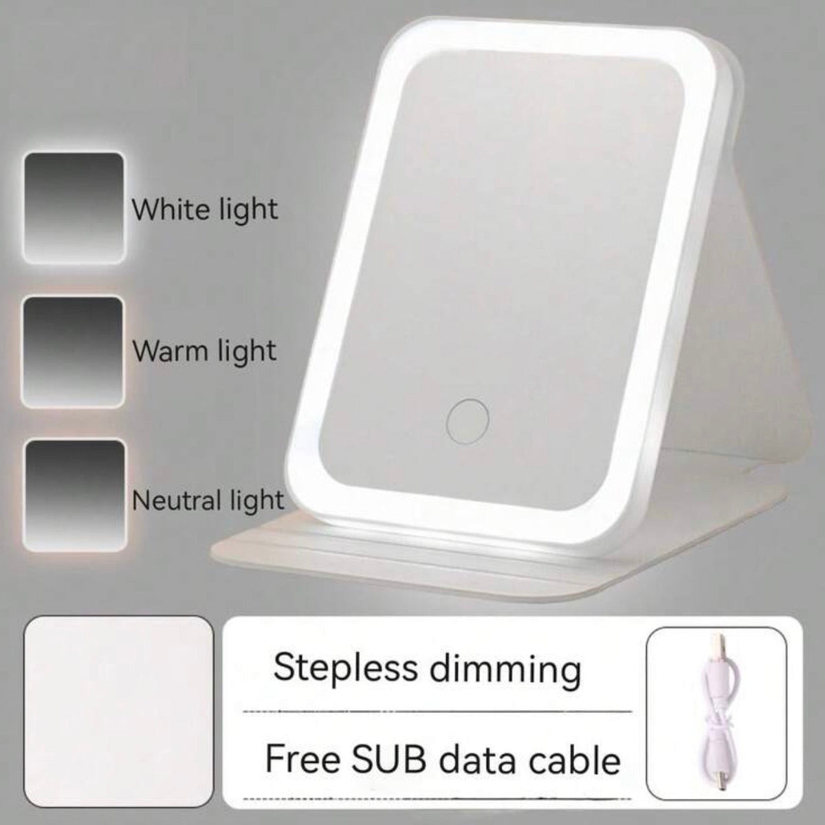 Trendy Led Mirror Three-Color Stepless Touch Dimming